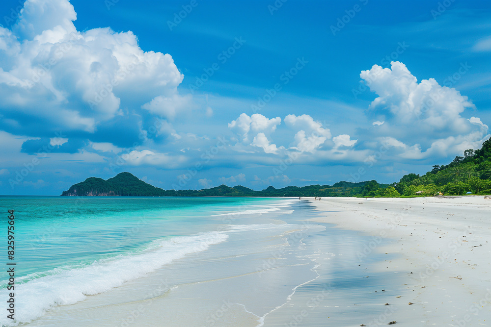 Sunlit Beach with Blue Sky and Ocean View Sunlit Beach with Blue Sky and Ocean View