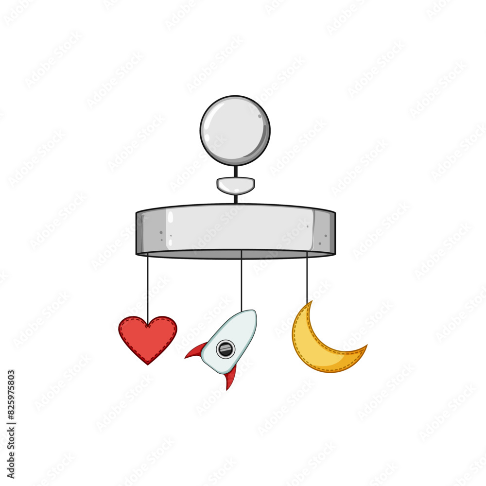 Fototapeta premium room crib mobile cartoon. moon kid, bedroom care, black mother room crib mobile sign. isolated symbol vector illustration