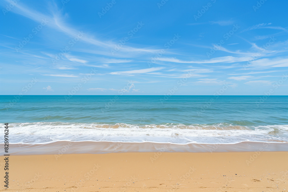 Sunlit Beach with Blue Sky and Ocean View Sunlit Beach with Blue Sky and Ocean View