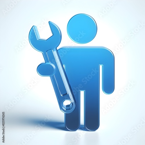 기술자,사람,기호,공구,렌치,파란색