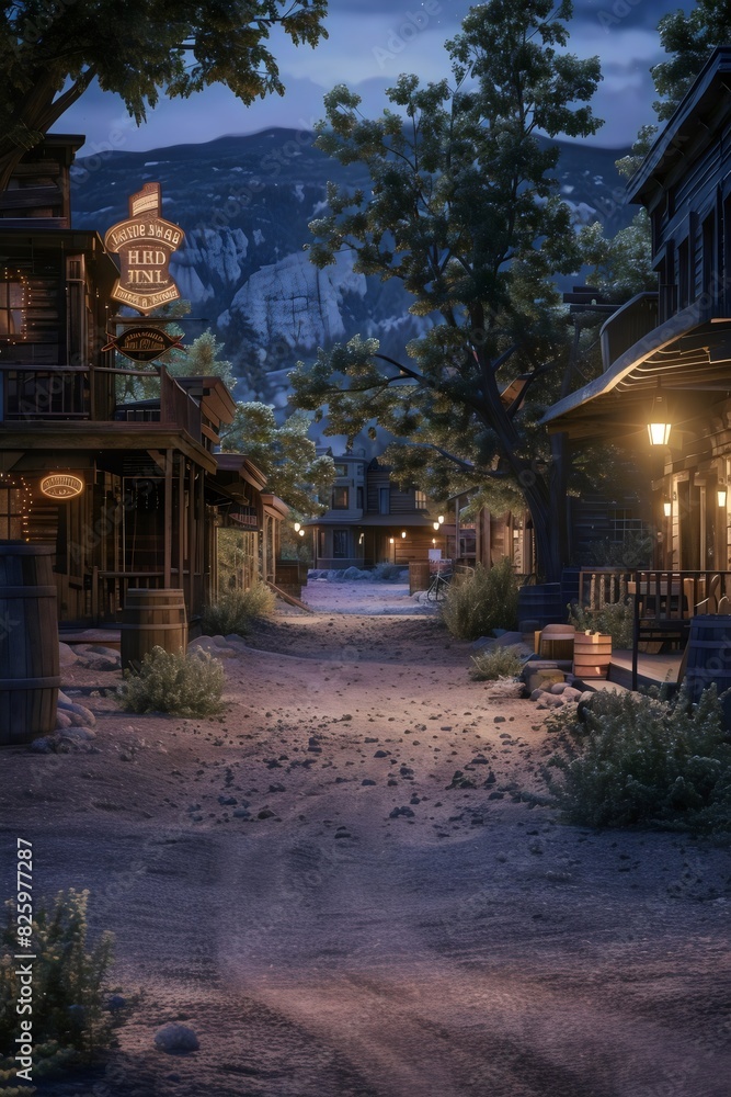 Fototapeta premium Town & village of western backdrop
