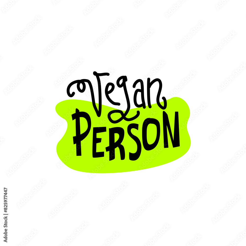 Naklejka premium Vegan person hand drawn lettering