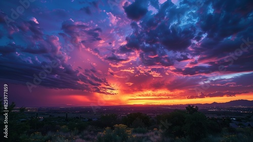 A breathtaking sight of the night shining clouds stretched across the horizon painting the sky with a glowing hue.