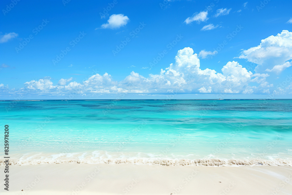 Sunlit Beach with Blue Sky and Ocean View Sunlit Beach with Blue Sky and Ocean View