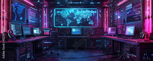 futuristic room in cyberpunk. vector simple illustration