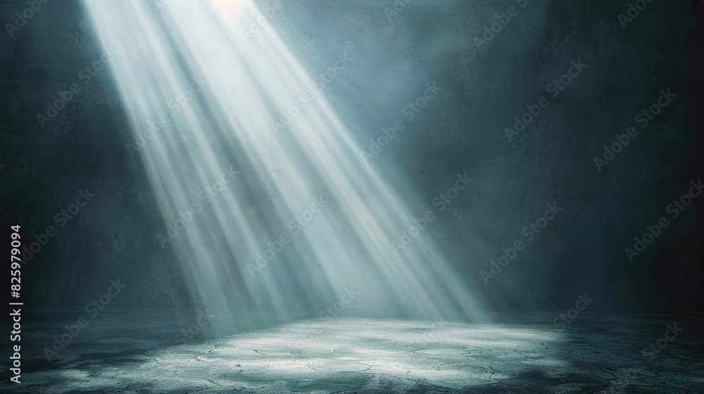 Beam Light. Divine Ray of Light Shining Through Mystical Dark Fog Beam Light. Divine Ray of Light Shining Through Mystical Dark Fog