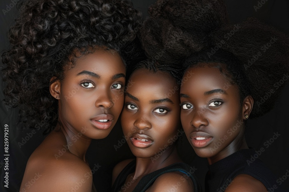 Beautiful Black. Studio Portrait of Four African American Female Friends Beautiful Black. Studio Portrait of Four African American Female Friends