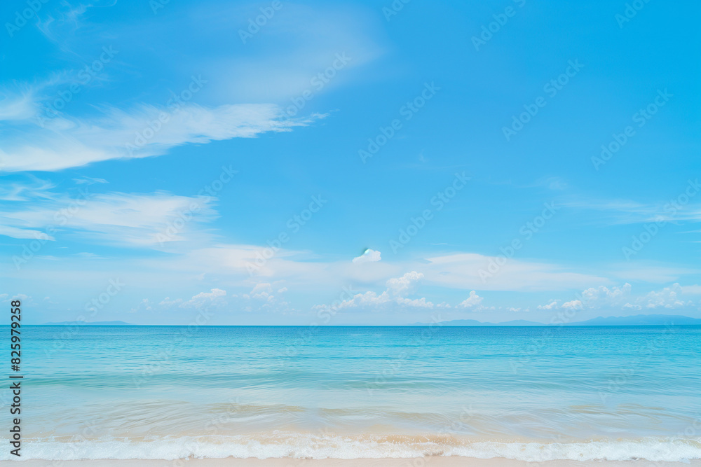 Sunlit Beach with Blue Sky and Ocean View Sunlit Beach with Blue Sky and Ocean View