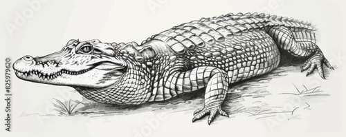 crocodile Engraving style. Simple pencil drawing. vector simple illustration