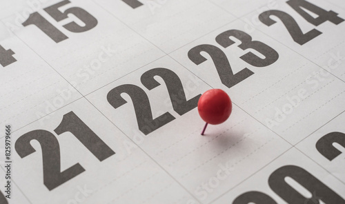 Foto 22nd of the month on the calendar marked with a red ball