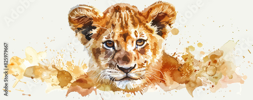 little lion in watercolor style. Isolated vector illustration