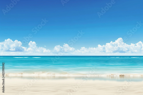 Sunlit Beach with Blue Sky and Ocean View © song