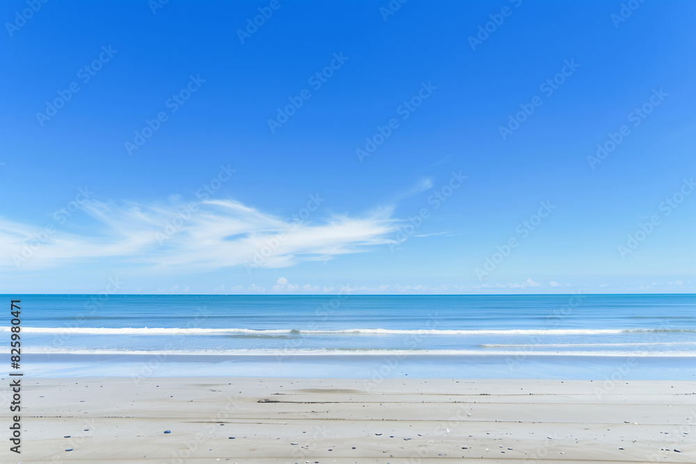 Sunlit Beach with Blue Sky and Ocean View Sunlit Beach with Blue Sky and Ocean View