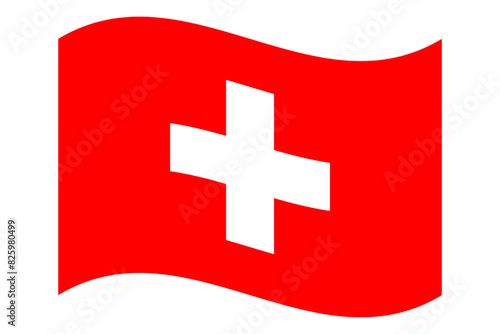 Wavy flag of Switzerland, isolated on transparent background. Swiss flag. Vector illustration
