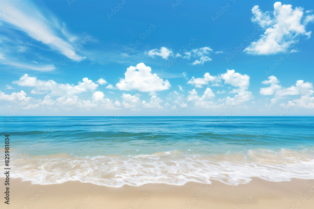 Sunlit Beach with Blue Sky and Ocean View Sunlit Beach with Blue Sky and Ocean View