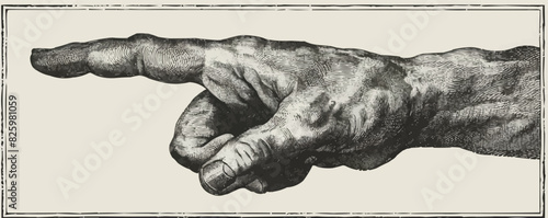 A hand pointing to the right