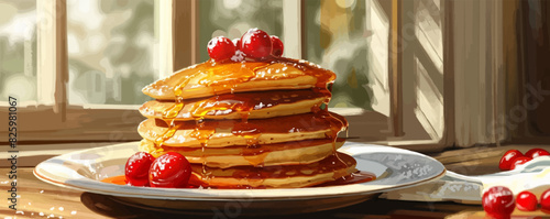 Home cooking pancake stack for Shrovetide holiday,. vector simple illustration