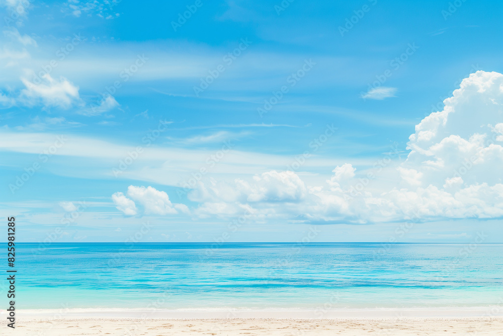 Sunlit Beach with Blue Sky and Ocean View Sunlit Beach with Blue Sky and Ocean View