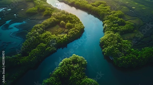 Natural beauty of a river delta teeming with wildlife