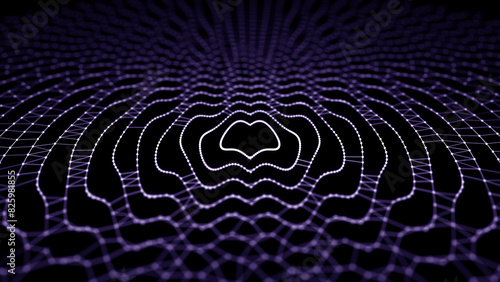 Abstract dynamic wave of particles and lines. Big data. Network or connection. Digital background. 3d rendering.