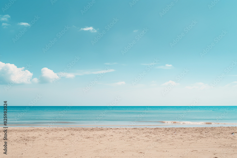 Sunlit Beach with Blue Sky and Ocean View Sunlit Beach with Blue Sky and Ocean View