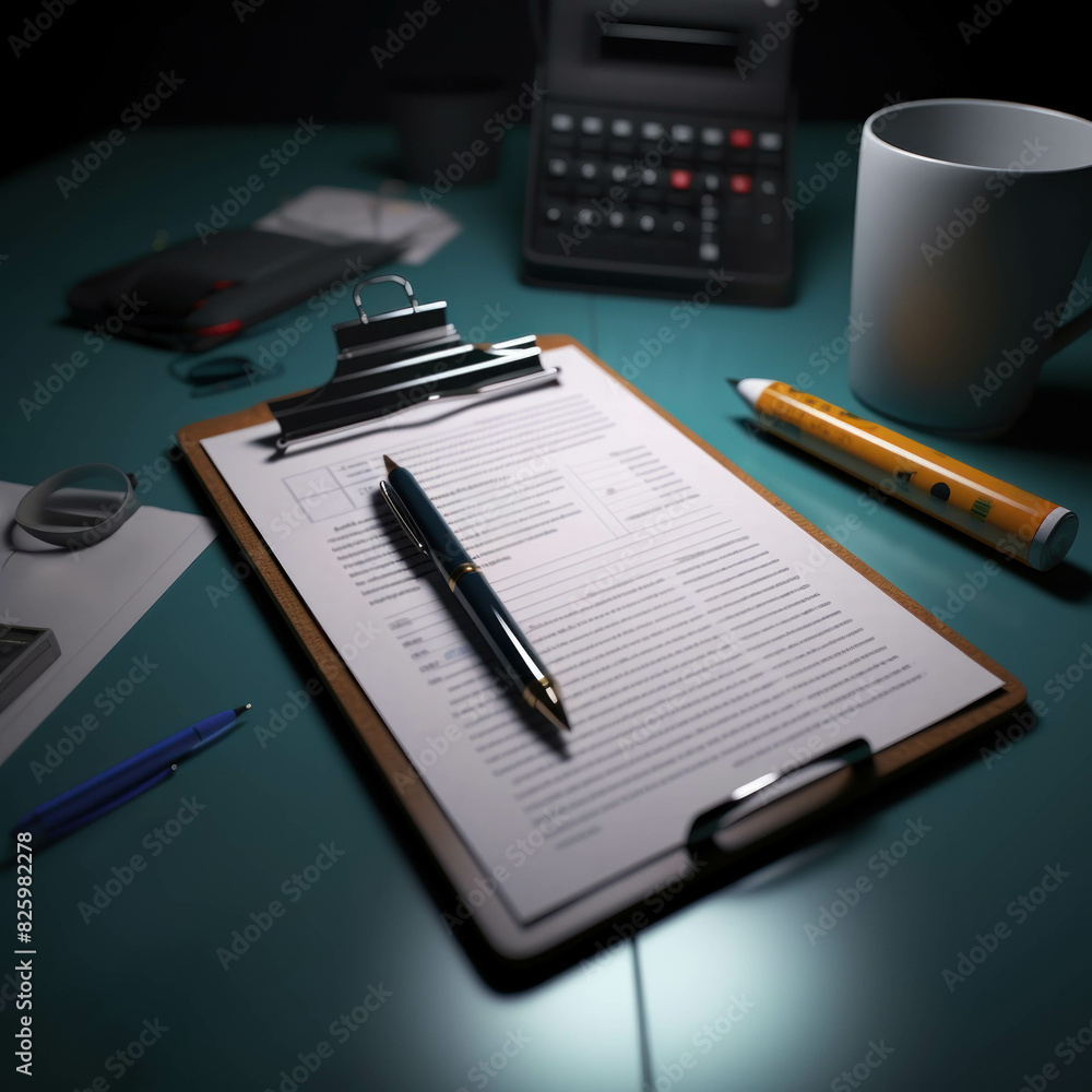 Business concept, Notes with on a clipboard for completed task list or checklist Business concept, Notes with on a clipboard for completed task list or checklist