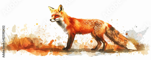 fox, in watercolor style. vector simple illustration