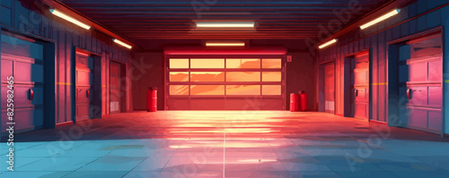 Empty garage vector isolated illustration