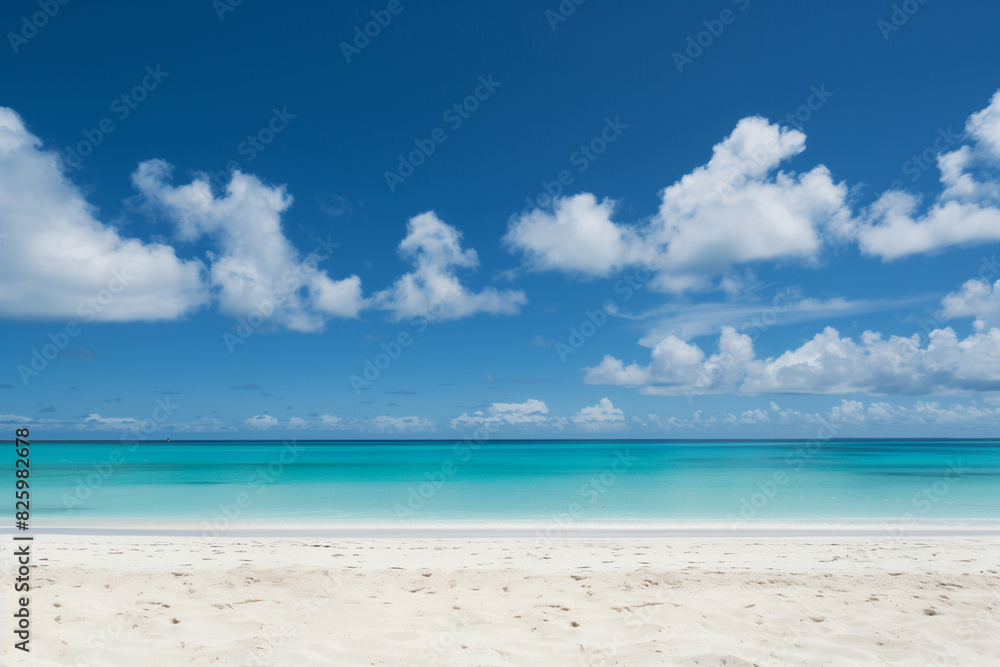 Sunlit Beach with Blue Sky and Ocean View Sunlit Beach with Blue Sky and Ocean View