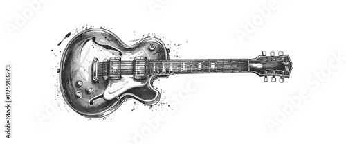 Electric guitar vintage sketch, hand drawn in doodle style. vector simple illustration