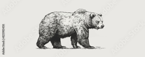 bear. Engraving style. Simple pencil drawing vector