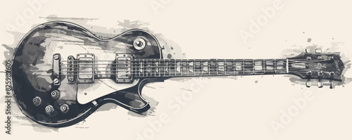 Electric guitar vintage sketch, hand drawn in doodle style. vector simple illustration