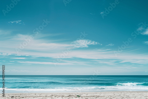 Sunny Beach with Blue Sky and Ocean View