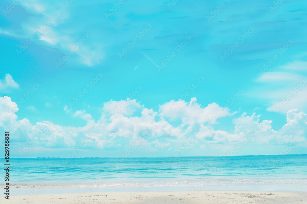 Fototapeta premium Sunny Beach with Blue Sky and Ocean View