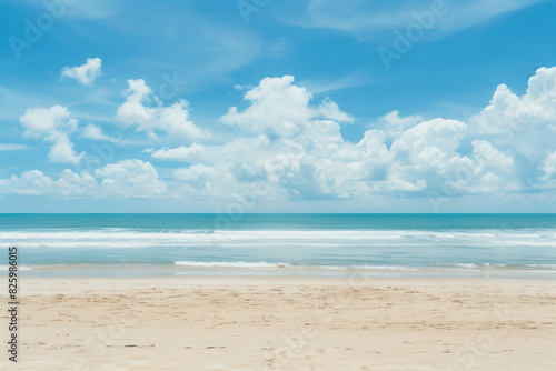 Sunny Beach with Blue Sky and Ocean View