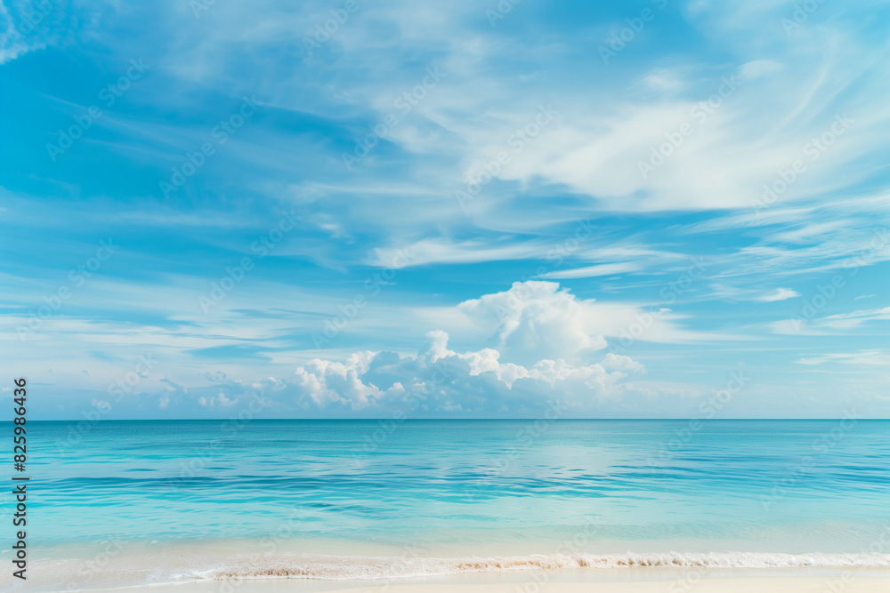 Fototapeta premium Sunny Beach with Blue Sky and Ocean View