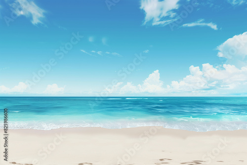 Sunny Beach with Blue Sky and Ocean View