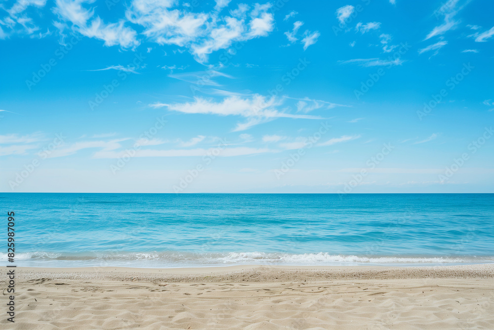 Sunny Beach with Blue Sky and Ocean View