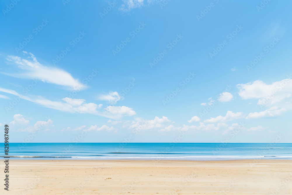 Sunny Beach with Blue Sky and Ocean View