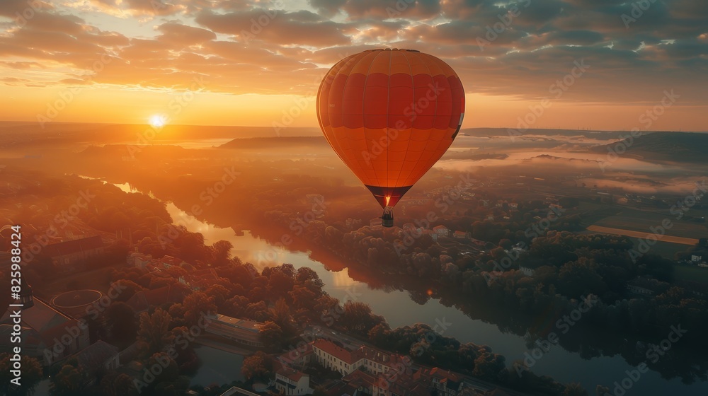 Blissful Bisexual Couple Soaring in a Hot Air Balloon Over Breathtaking Landscape Blissful Bisexual Couple Soaring in a Hot Air Balloon Over Breathtaking Landscape