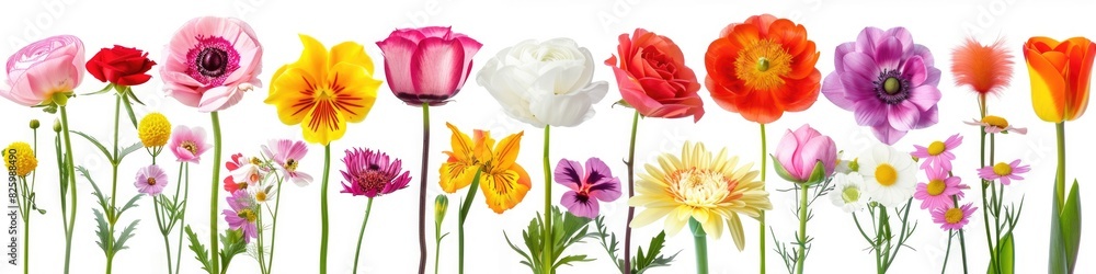 Fototapeta premium Beautiful Flowers. Collection of Blossoming Botanical Beauty for Banner Design