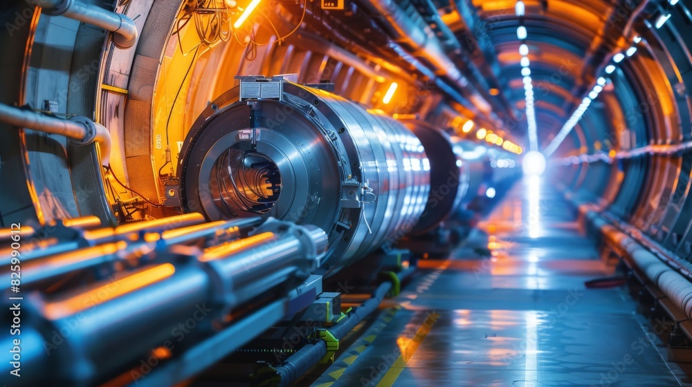 Obraz premium particle accelerator facility with massive rings of glowing energy