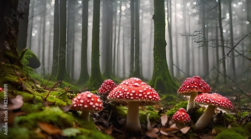 Amanita muscaria mushroom forest photo