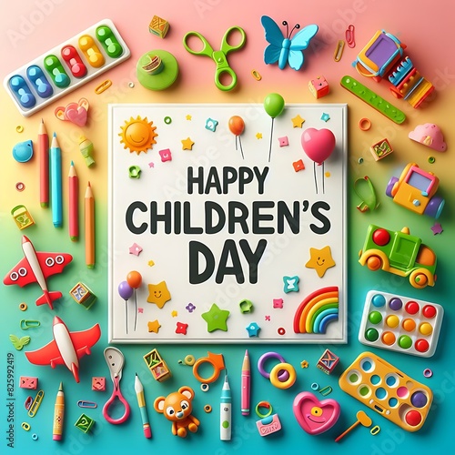 Playful Wishes: Happy Children's Day Illustration	