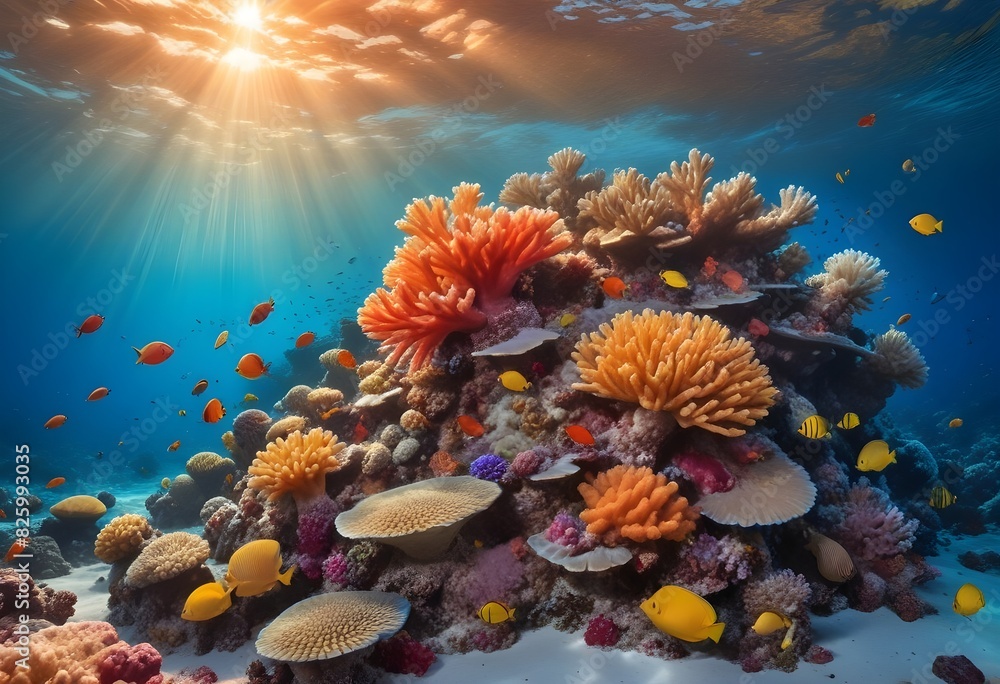 Underwater scene of a thriving diverse coral reef  (1)