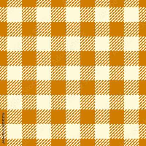 Top seamless check pattern, full texture background plaid. Grungy textile vector fabric tartan in amber and cornsilk colors.