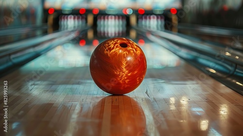 A bowling ball is on the lane, ready to be thrown