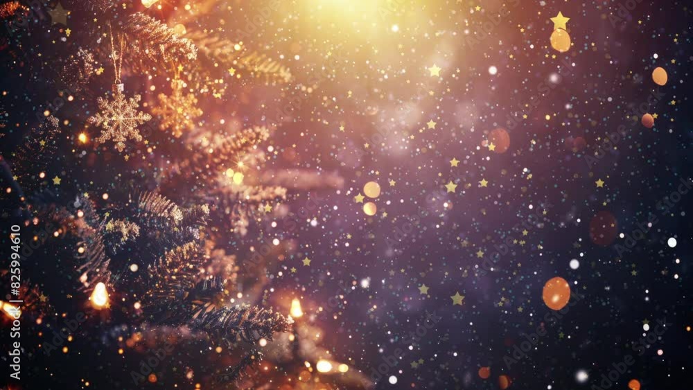 Christmas tree in dazzling light - festive night with glitter and sparkles - xmas celebration background Christmas tree in dazzling light - festive night with glitter and sparkles - xmas celebration background