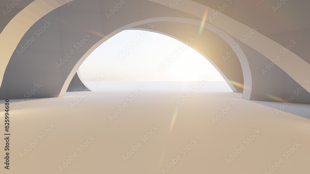 Fototapeta premium Abstract architecture background arched interior 3d render