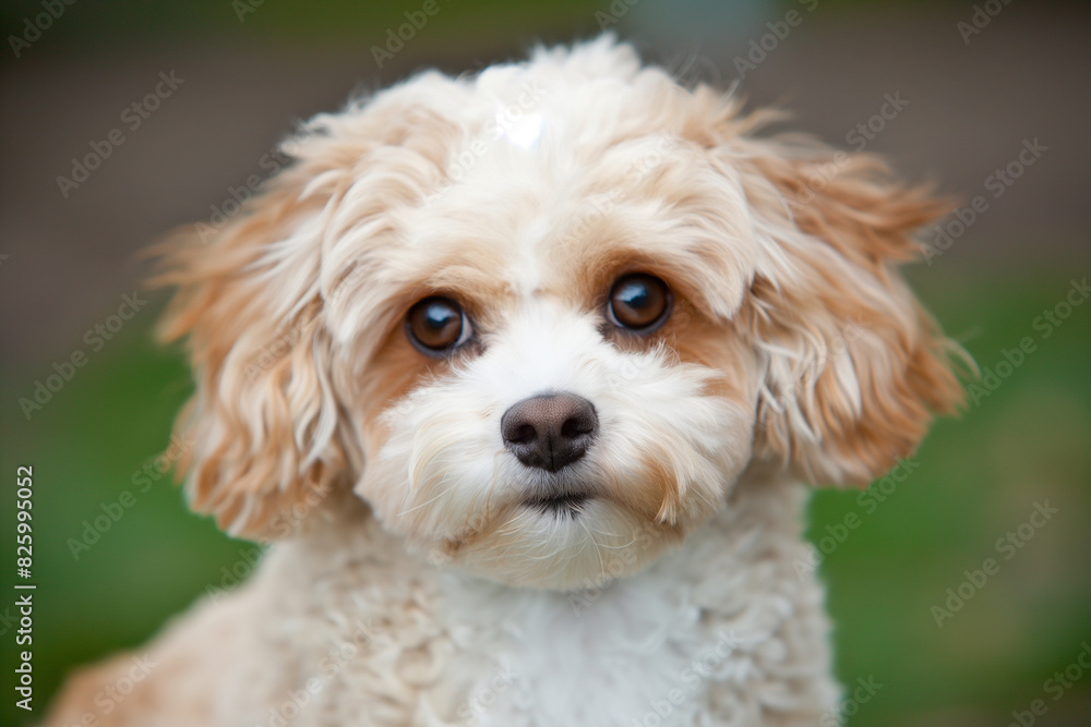 An adorable dog is captured looking up at the camera with wide, expressive eyes full of curiosity and affection. The background is softly blurred. An adorable dog is captured looking up at the camera with wide, expressive eyes full of curiosity and affection. The background is softly blurred.